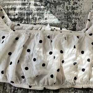 H&M Cream and Black Polka Dot Top
